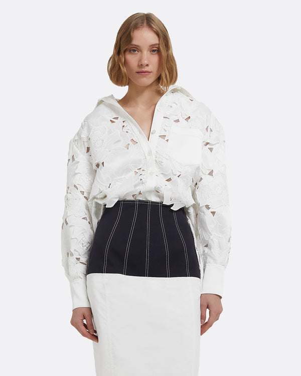 Safiyaa Gemma Skirt In Midnight Navy And Ivory