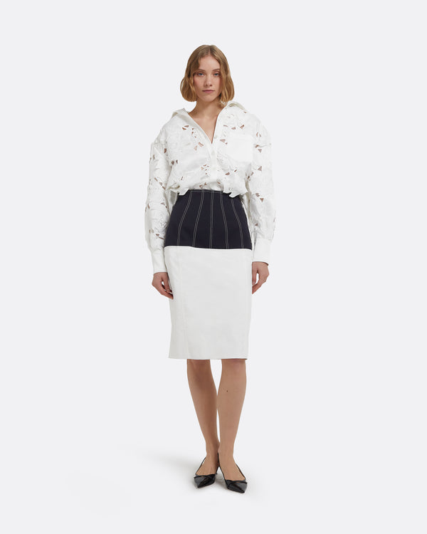 safiyaa Gemma Skirt in Midnight Navy and Ivory