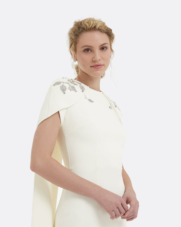 Safiyaa Ginkgo Flower Bud Embroidered Ivory Dress