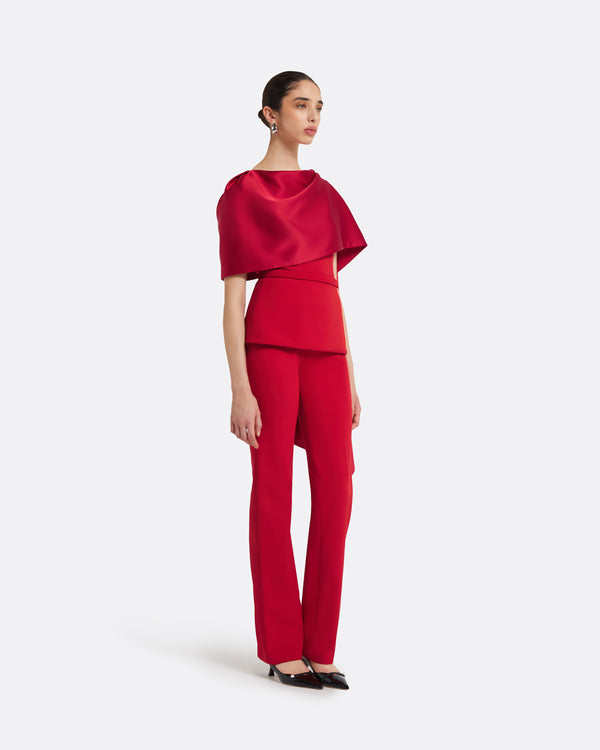 safiyaa Goldie Dazzling Red Trousers