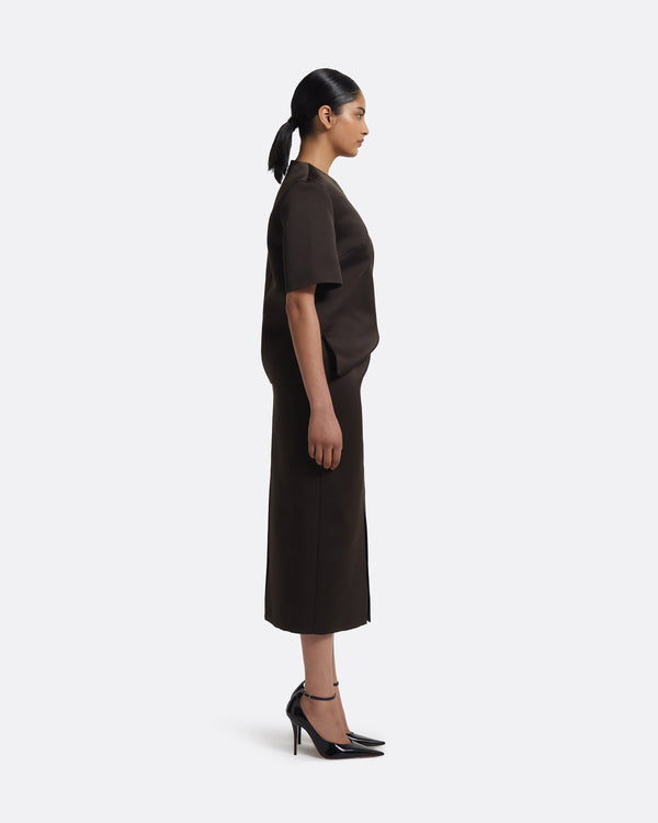 Safiyaa Grainee Skirt In Peat Brown