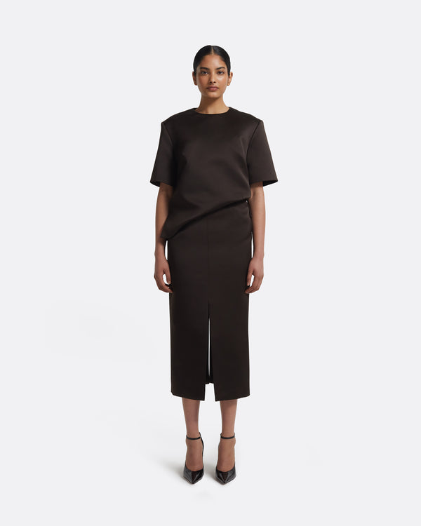 safiyaa Grainee Skirt in Peat Brown