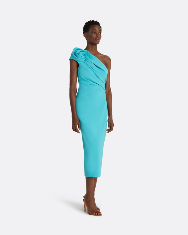 Safiyaa Granalle Aquamarine Midi Dress
