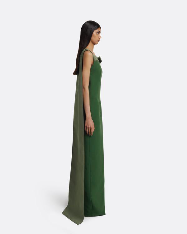 Safiyaa Harley Long Dress In Moss Green