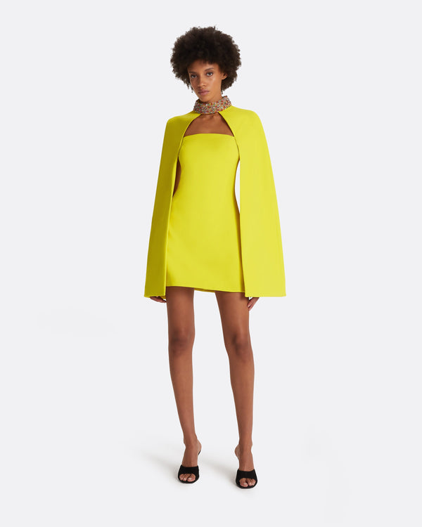 safiyaa Harlow Chartreuse Short Dress