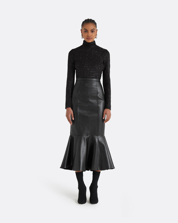 Safiyaa Henner Black Vegan Leather Skirt
