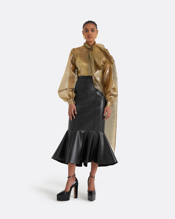 safiyaa Henner Black Vegan Leather Skirt