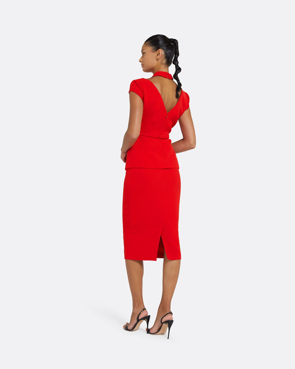 Safiyaa Hokoku Cherry Red Skirt