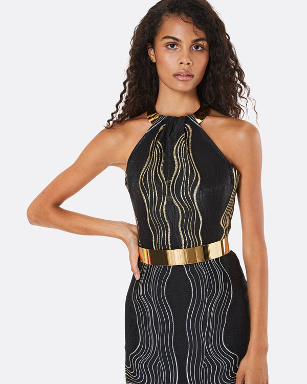 Safiyaa Ilaria Metal Waist Belt In Gold