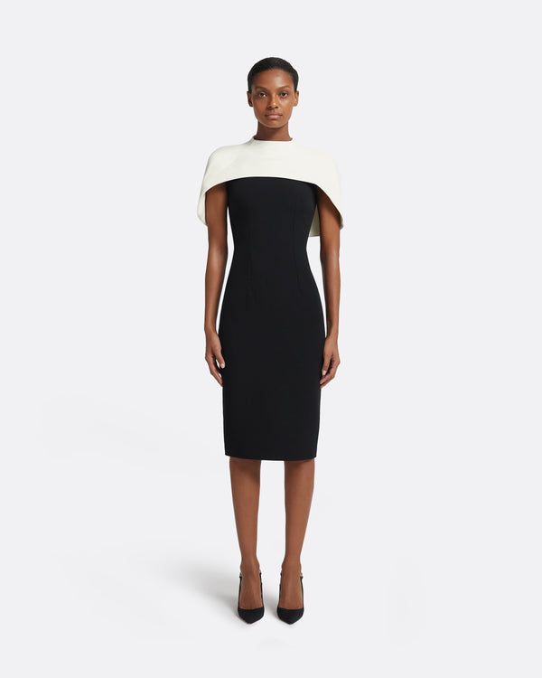 safiyaa Kalika Ivory & Black Midi Dress