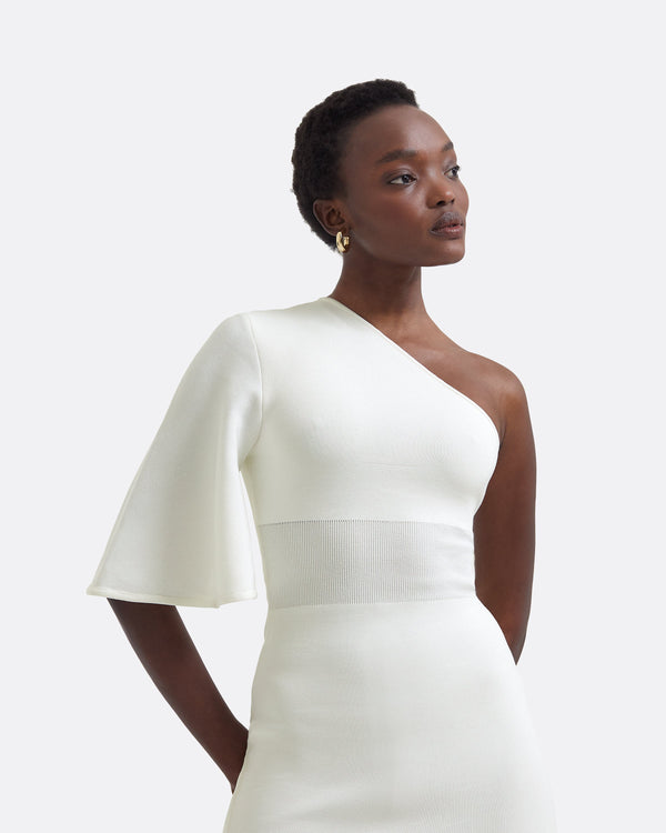 Safiyaa Kalypso Ivory Midi Knit Dress