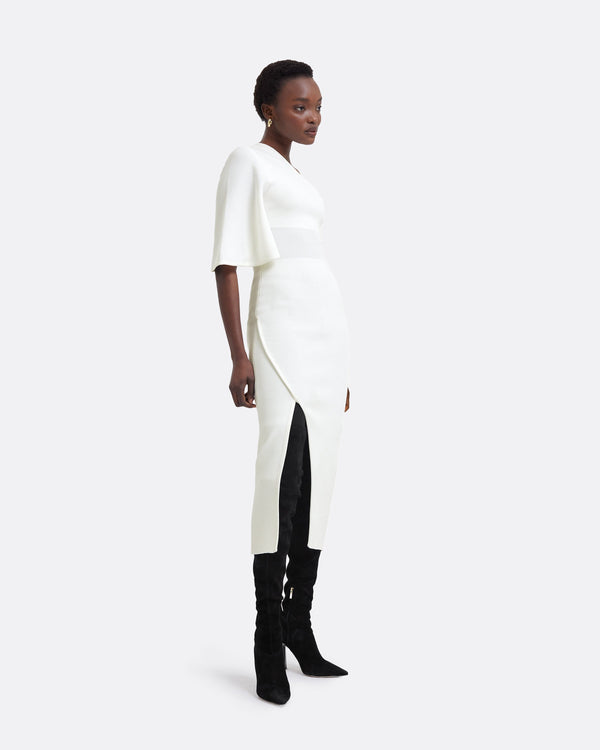 Safiyaa Kalypso Ivory Midi Knit Dress