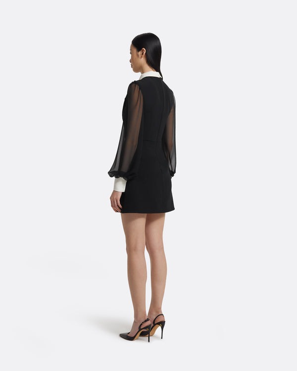 Safiyaa Karena Short Dress In Ivory On Black