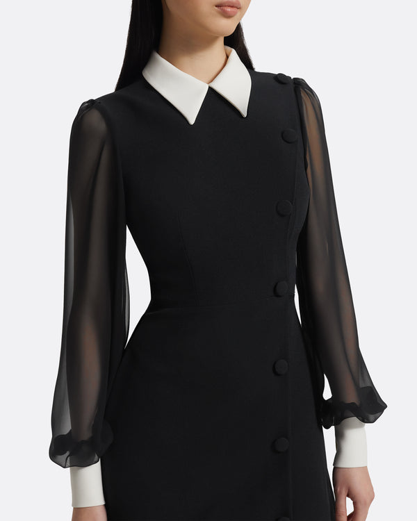 Safiyaa Karena Short Dress In Ivory On Black