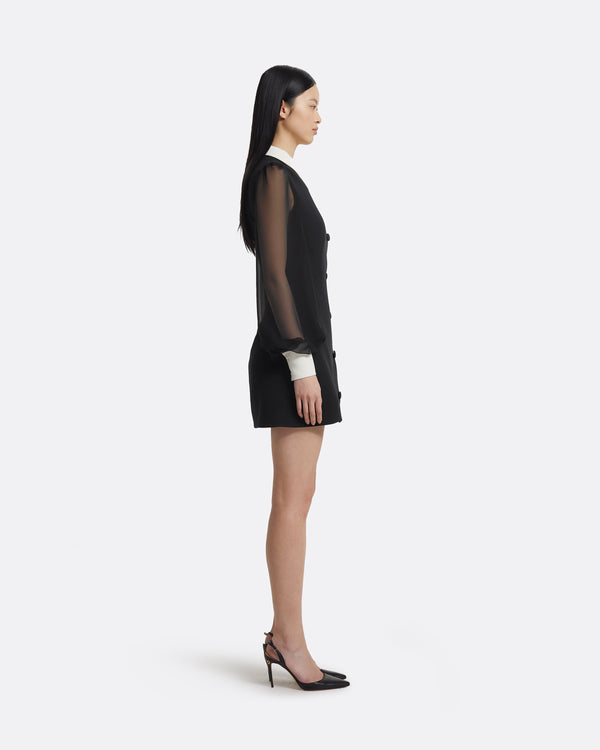 Safiyaa Karena Short Dress In Ivory On Black