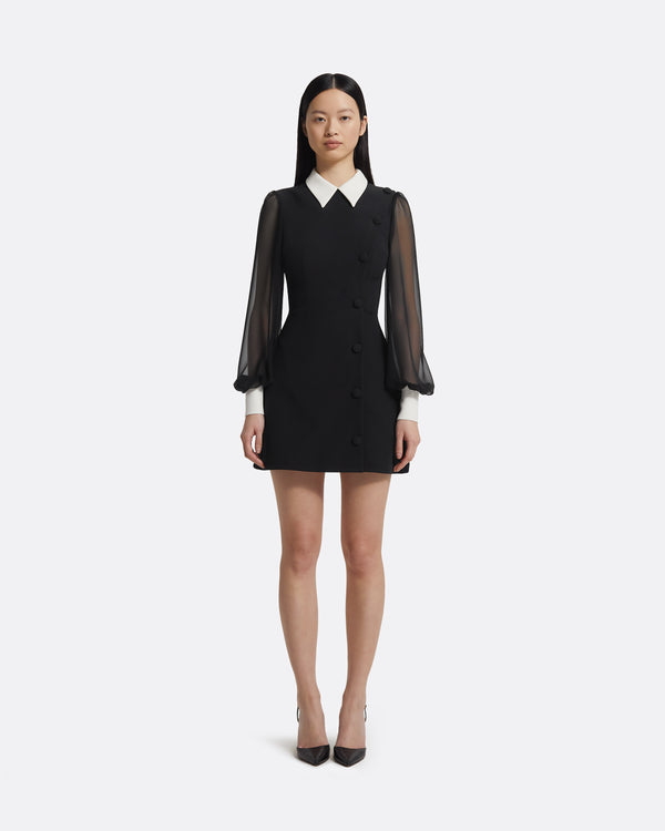 safiyaa Karena Short Dress in Ivory on Black