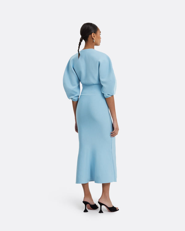 Safiyaa Kiera Pale Blue Knit Midi Dress