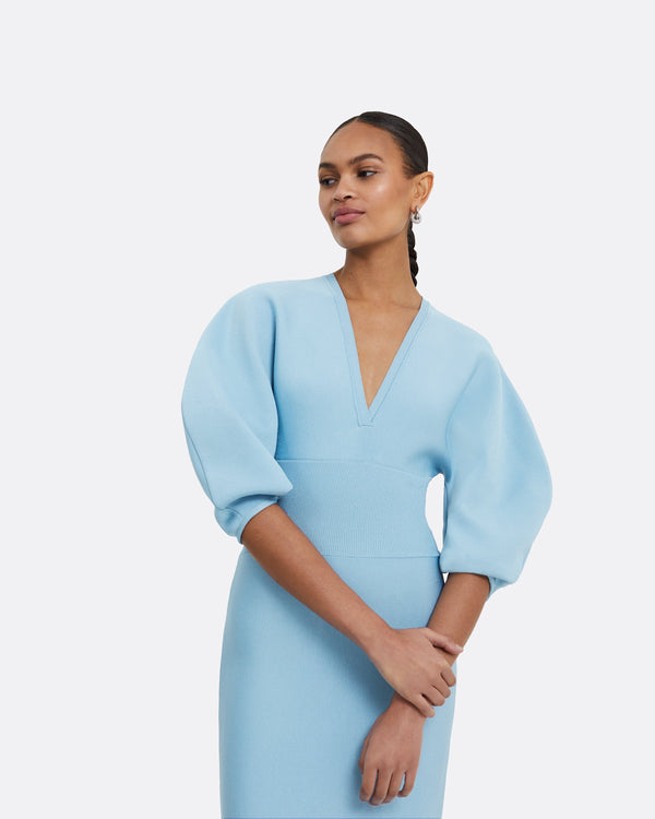 Safiyaa Kiera Pale Blue Knit Midi Dress