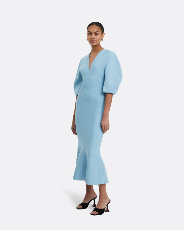 Safiyaa Kiera Pale Blue Knit Midi Dress