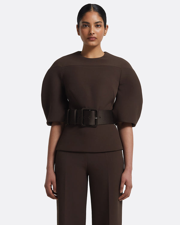 safiyaa Kimari Top in Peat Brown