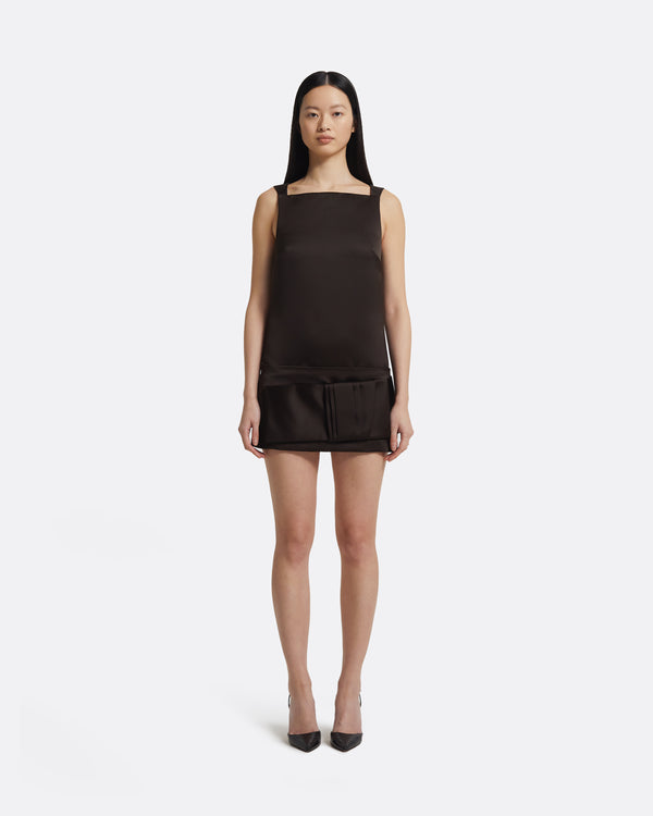 safiyaa Kimora Short Dress in Peat Brown