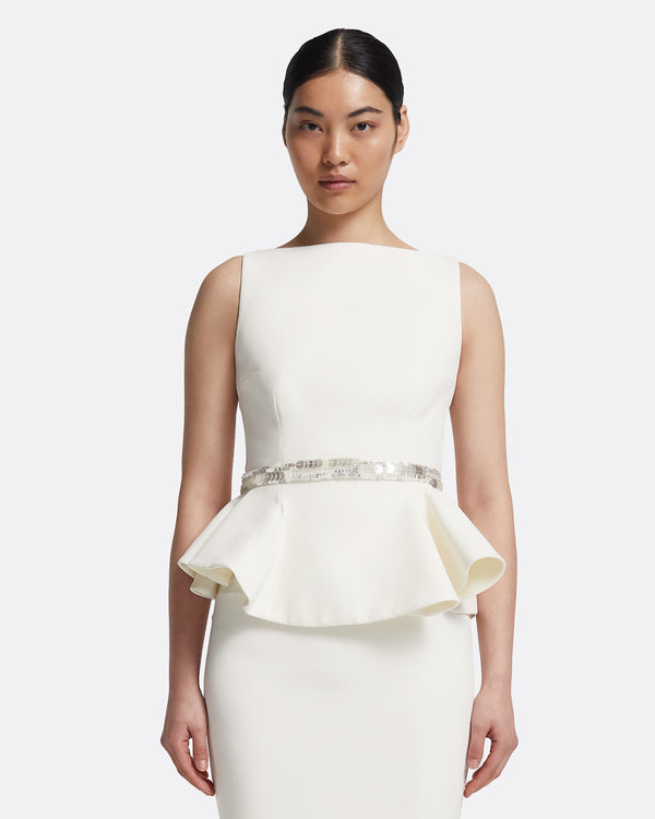 safiyaa Komomi Top in Ivory with Crystal