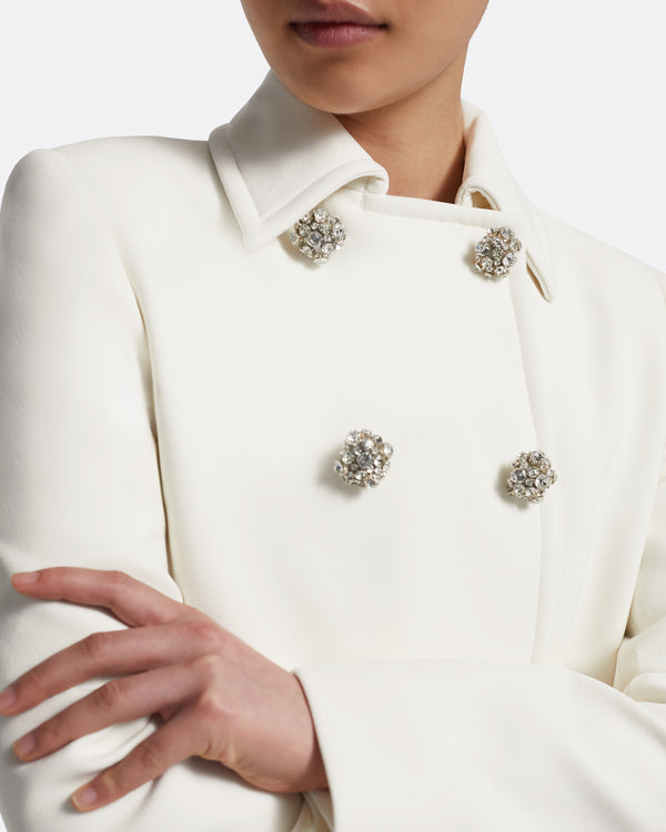 Safiyaa Kota Coat In Ivory With Crystal