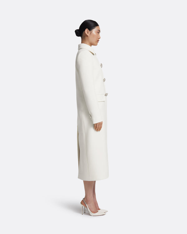 Safiyaa Kota Coat In Ivory With Crystal