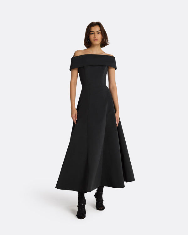 safiyaa Kristiana Black Midi Dress