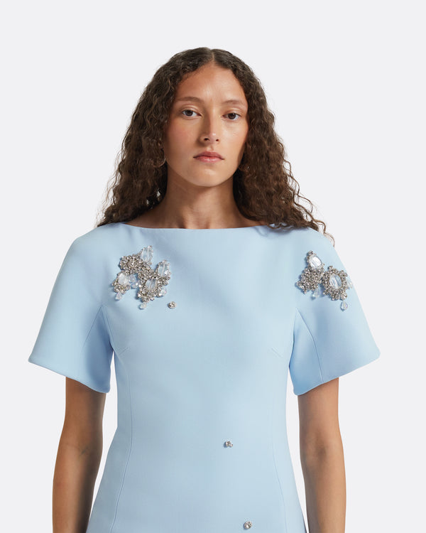 Safiyaa Lacin Pale Blue Short Dress