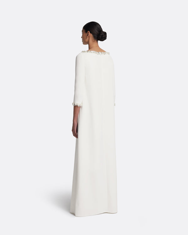 Safiyaa Lanai Long Dress In Ivory With Crystal