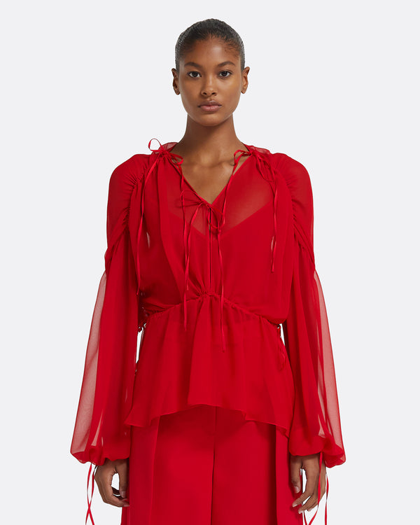 safiyaa Landon Top in Lacquer Red