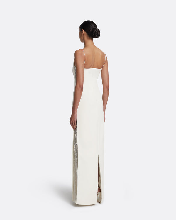 Safiyaa Leanne Long Dress In Ivory With Crystal
