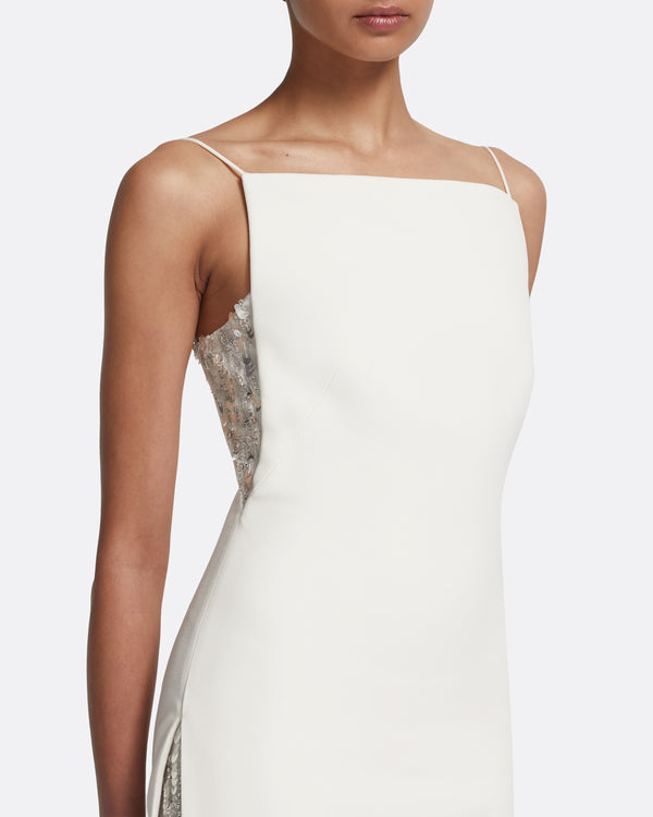 Safiyaa Leanne Long Dress In Ivory With Crystal