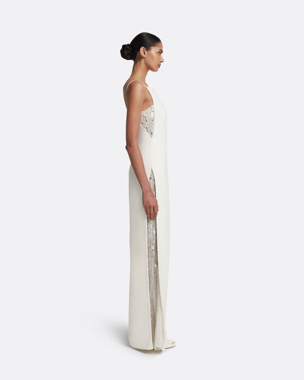 Safiyaa Leanne Long Dress In Ivory With Crystal
