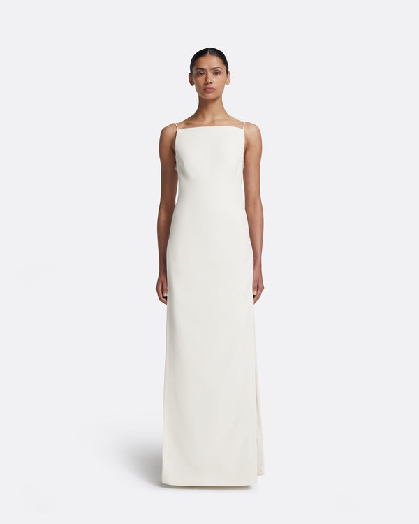 safiyaa Leanne Long Dress in Ivory with Crystal