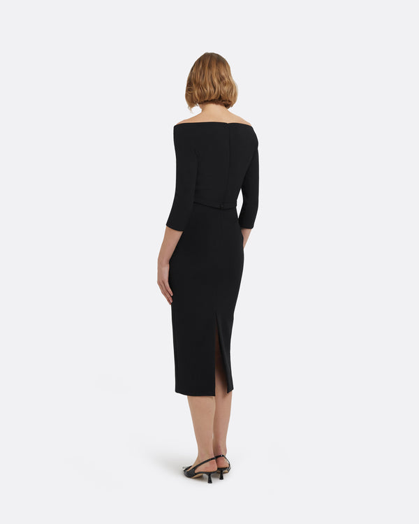 Safiyaa Linda Midi Dress In Black