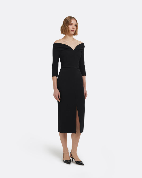 Safiyaa Linda Midi Dress In Black