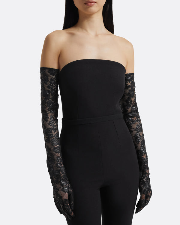 Safiyaa Long Gloves In Black Lace