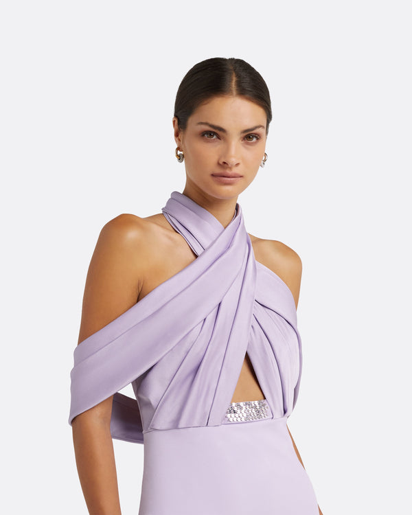 Safiyaa Louella Verbena Embroidered Long Dress