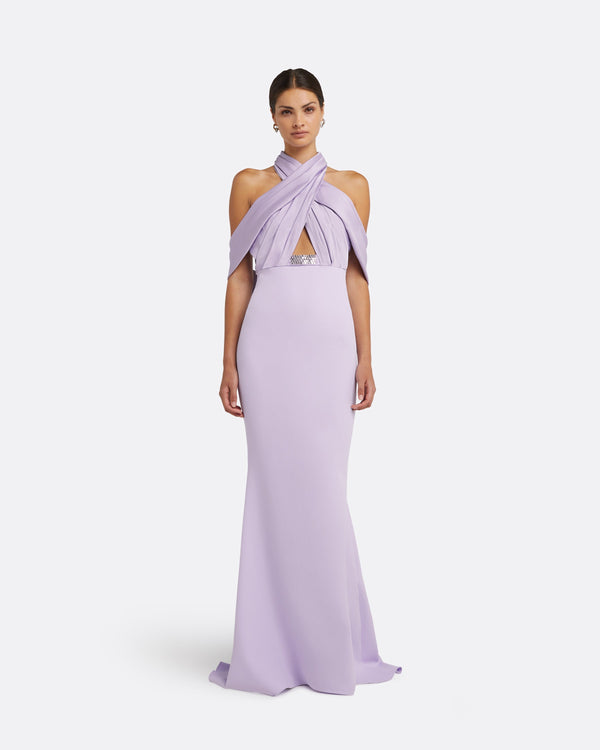 safiyaa Louella Verbena Embroidered Long Dress