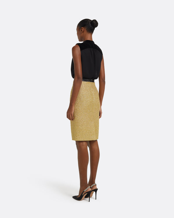 Safiyaa Lucas Midi Skirt In Yellow Gold