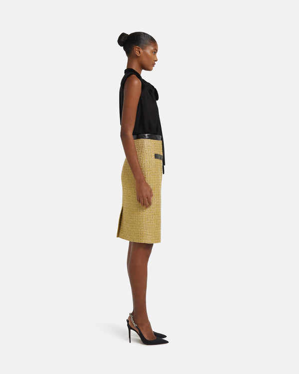 Safiyaa Lucas Midi Skirt In Yellow Gold