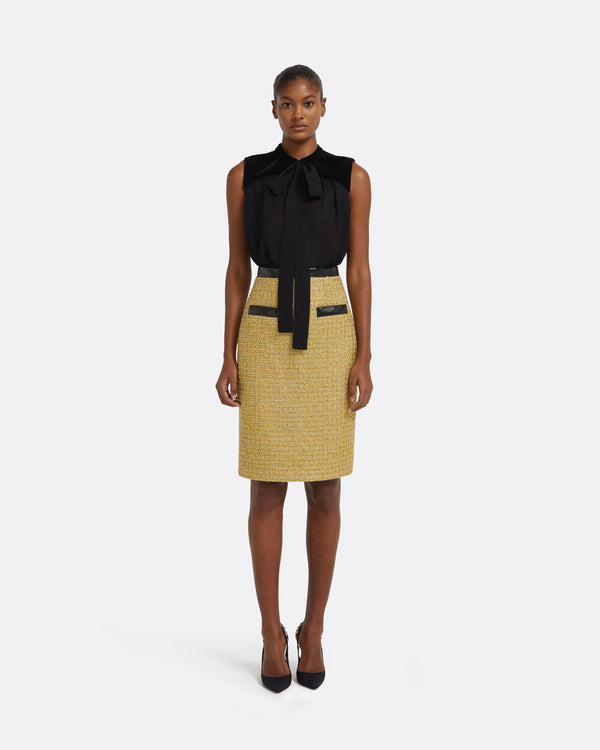 safiyaa Lucas Midi Skirt in Yellow Gold