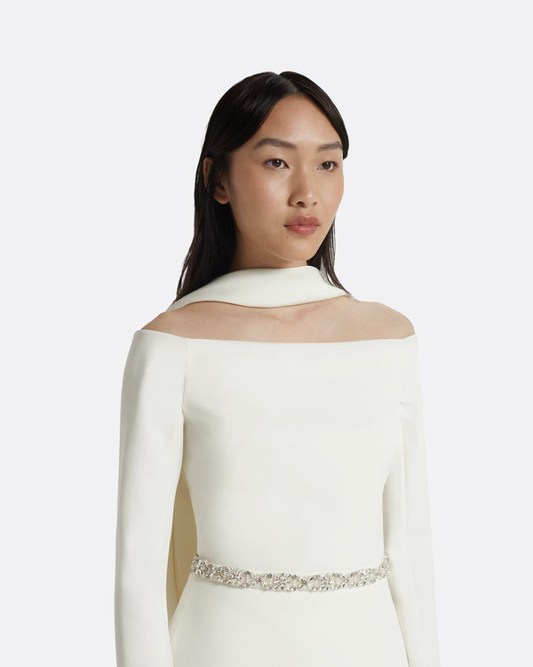 Safiyaa Lucile Ivory Top With Embroidered Belt