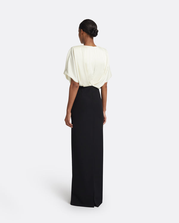Safiyaa Lucinda Long Dress In Black & Ivory
