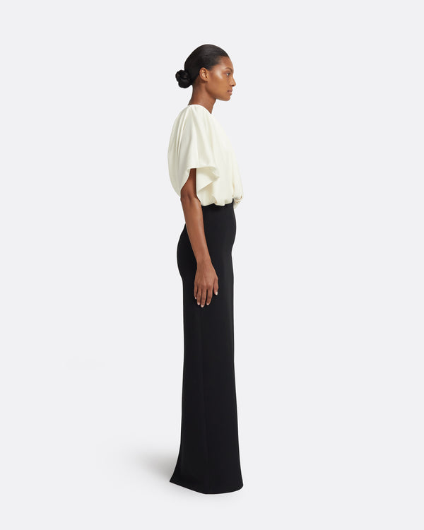 Safiyaa Lucinda Long Dress In Black & Ivory