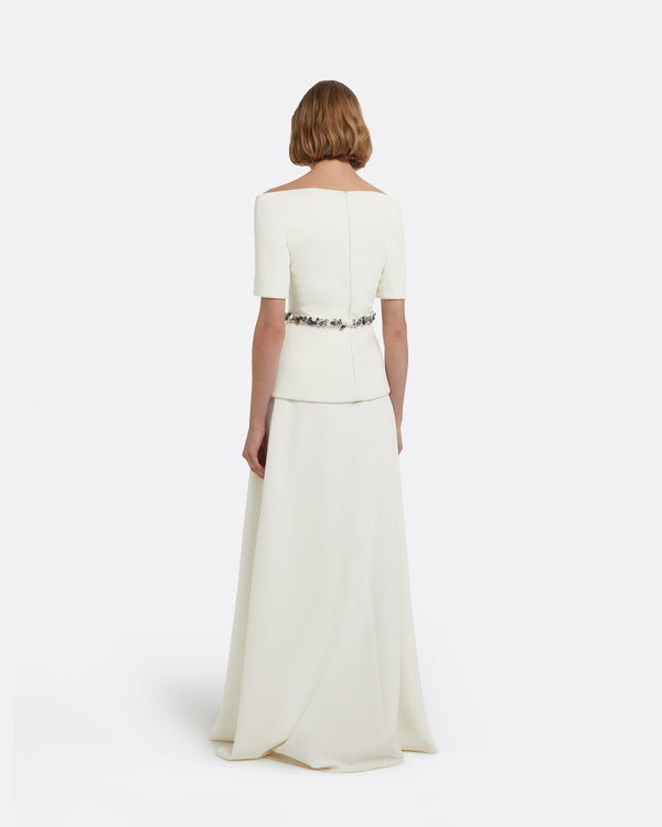 Safiyaa Lyddie Top In Ivory With Embellished Belt