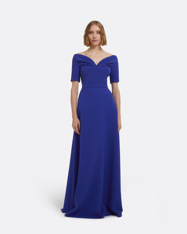 safiyaa Lydia Long Dress in Skiathos Blue