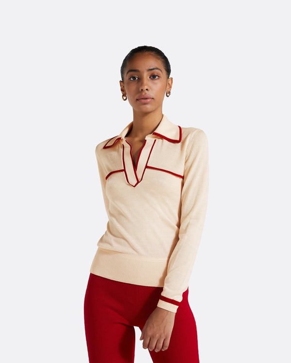 Safiyaa Lydie Powder & Azalea Red Knit